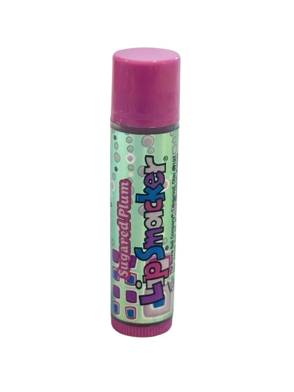 Vintage Bonne Bell Holiday Foil Lip Smacker Balm Sugared Plum Bubble Font VHTF